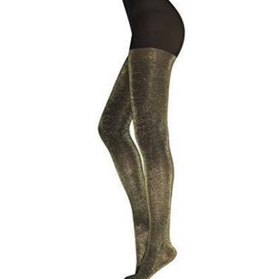 - Opaque Lurex Sparky Tights - Glitter Pantyhose for Small-Medium Black/Gold